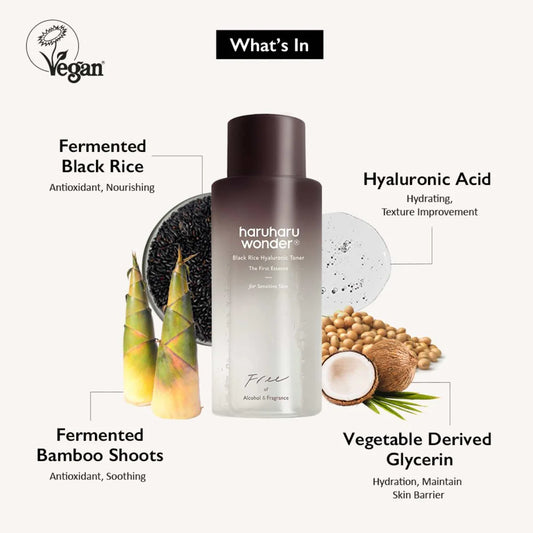 HARUHARU WONDER BLACK RICE HYALURONIC TONER FOR SENSITIVE SKIN - FREE OF ALCOHOL FRAGRANCE