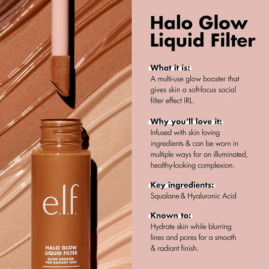 Elf Halo Glow Liquid Filter, Complexion Booster For A Glowing, Soft-Focus Look, Infused With Hyaluronic Acid, Vegan & Cruelty-Free