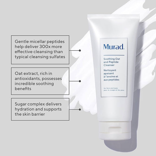 Murad Eczema Control Soothing Oat and Peptide Cleanser – Gentle Face Cleanser for Sensitive Skin – Creamy, Hydrating Facial Skin Care Treatment – Relief from Dryness and Irritation,
