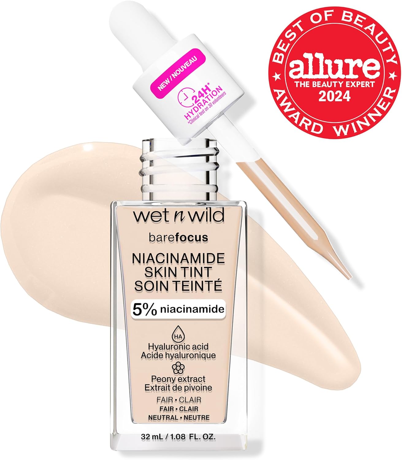 Wet n Wild Bare Focus Skin Tint, 5% Niacinamide Enriched, Buildable Sheer Lightweight Coverage